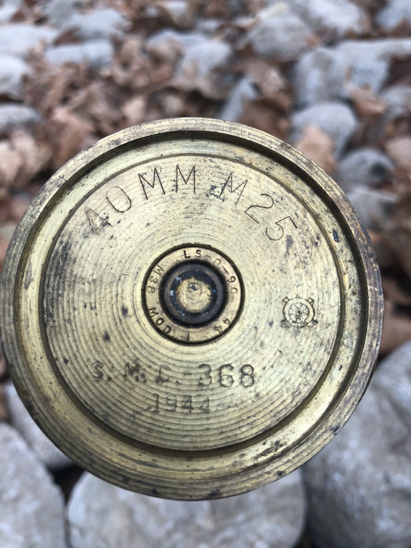 1944 WW2 M25 40mm Brass Shell Casing 13in.