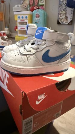 Nike Court Borough Mid 2 "Pure Platinum/Photo Blue/White" Toddler Boys' Shoe 6C