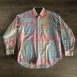 Vtg Tommy Hilfiger Long Sleeve Button Down Plaid Checker Size Large