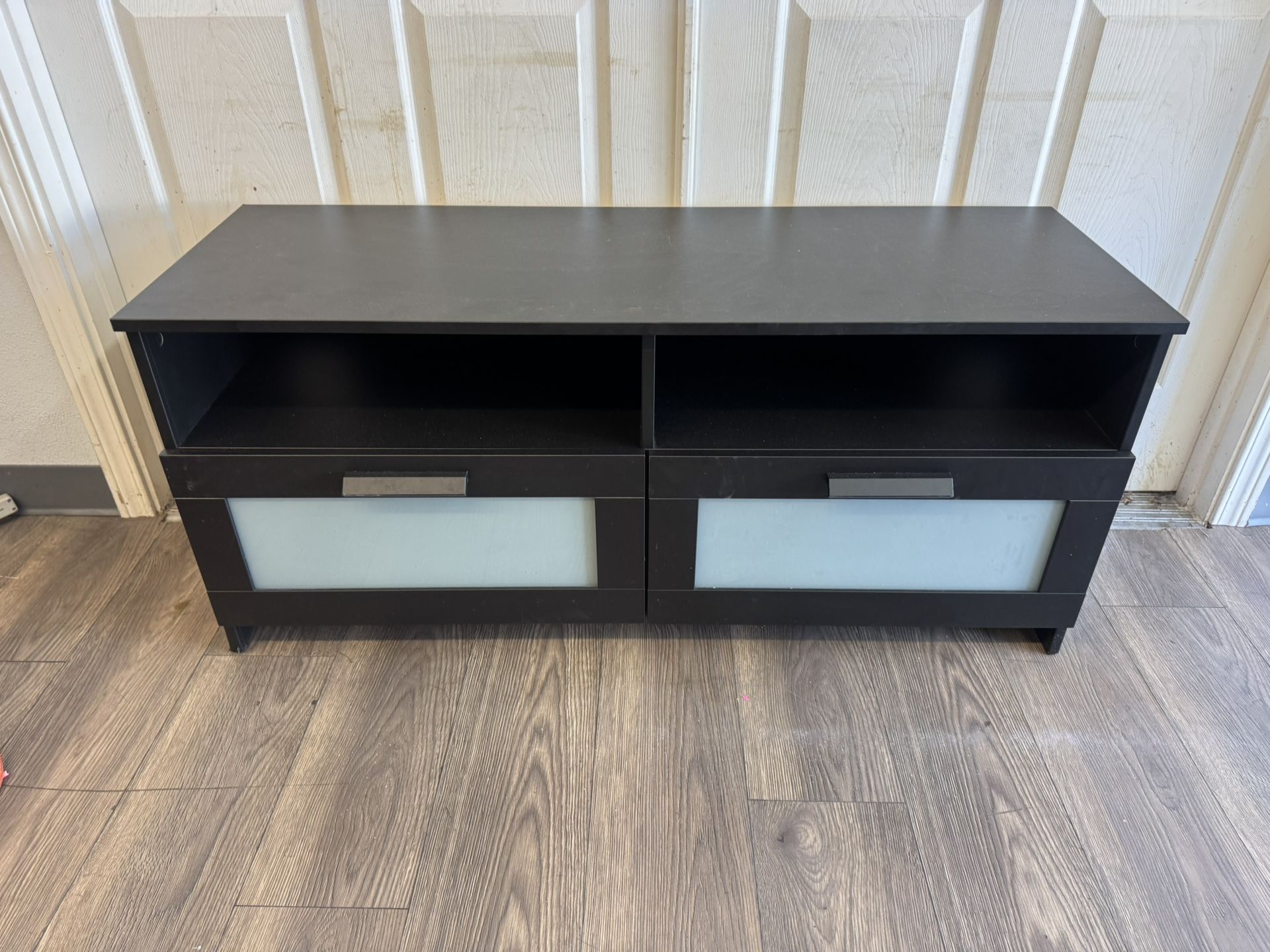 Modern IKEA TV Stand – 2 Drawers | Open Shelves | Black Finish
