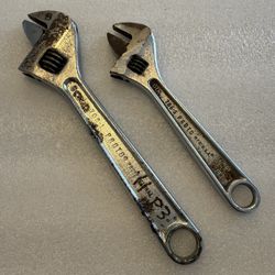 Vintage PROTO USA Pair (2) Adjustable Wrenches