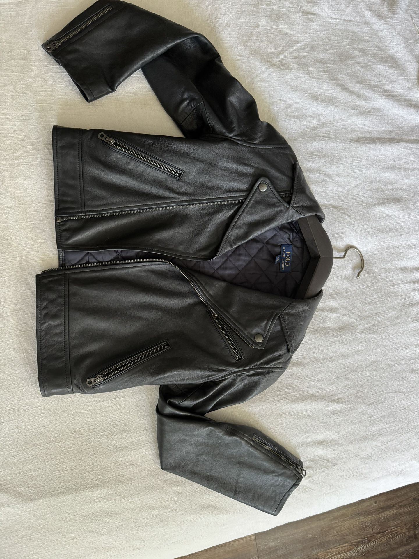 Like New Polo Ralph Lauren Girls leather jacket size L (12-14)