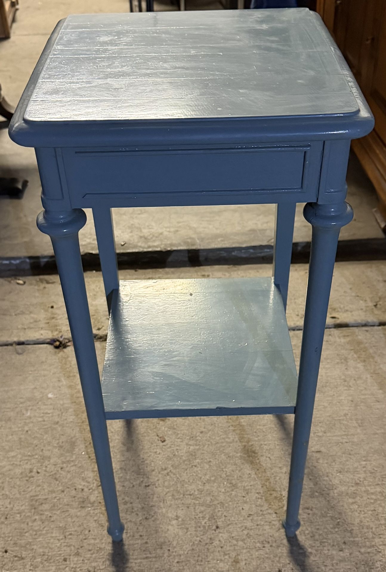 Vintage Sea Green Painted Wood End Table Square