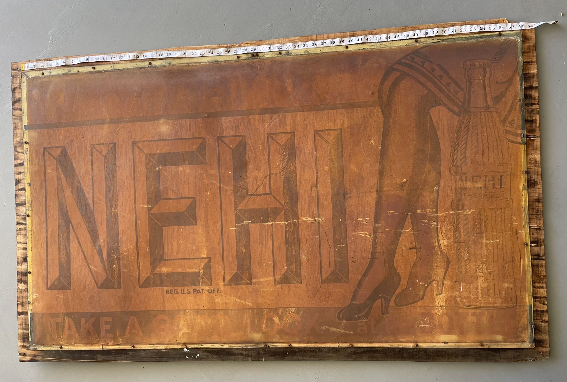 Antique Metal “NEHI “ 1930s Metal Soda Sign