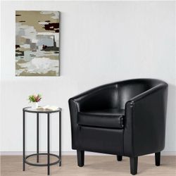 Faux Leather Barrel Armchairs Black