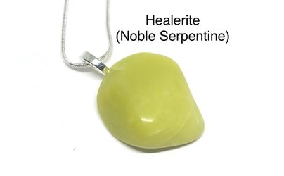 Healerite (Noble Serpentine) Genuine Stone Pendant Necklace with 18in Chain