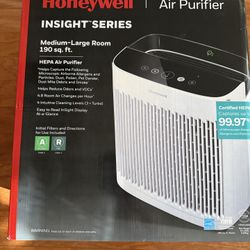 Honeywell Insight 190' Medium-Large Rooms HEPA HPA5100WV1 Air Purifier White: Quiet Fan, Carbon Filter, Energy Star Certified