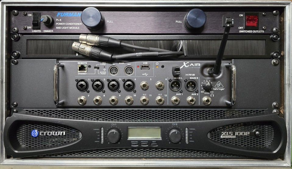 ποΈ Pro Audio Rack β Behringer X AIR XR12 + Crown XLS 1002 + Furman PL-8 (in hardshell case)