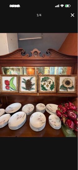 Ceramic Vintage set of four beautiful wall Art 12 x 12