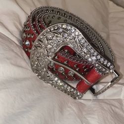  Designer belt from BB Simon red with diamonds size 9 