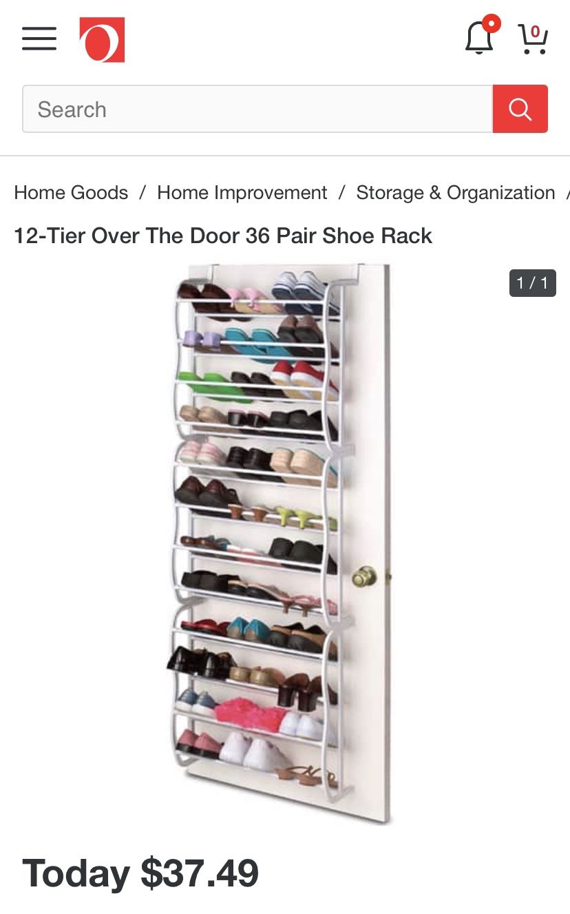 Over door shoe rack