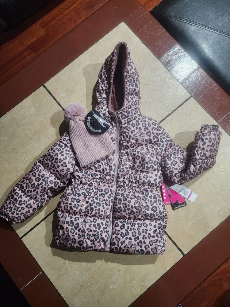 New Pink Platinum Girls Hooded Winter Coat