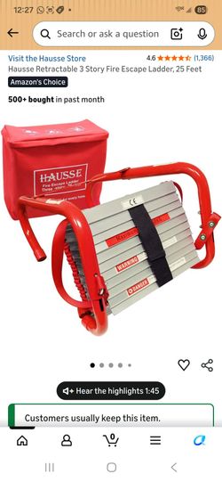 Retractable 3 Story Fire Escape Ladder, 25 Feet