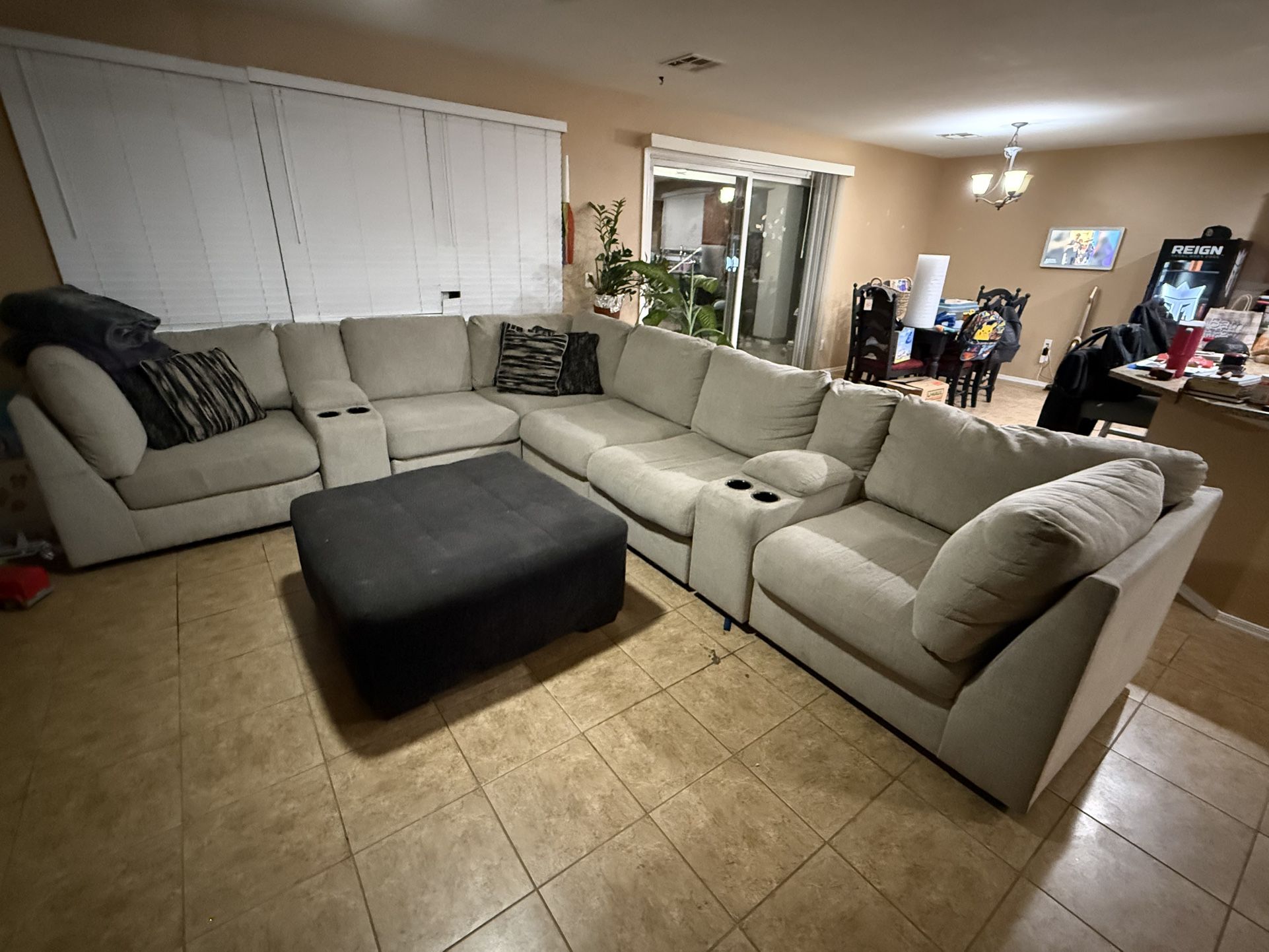 Large Sectional Couch And Ottoman 