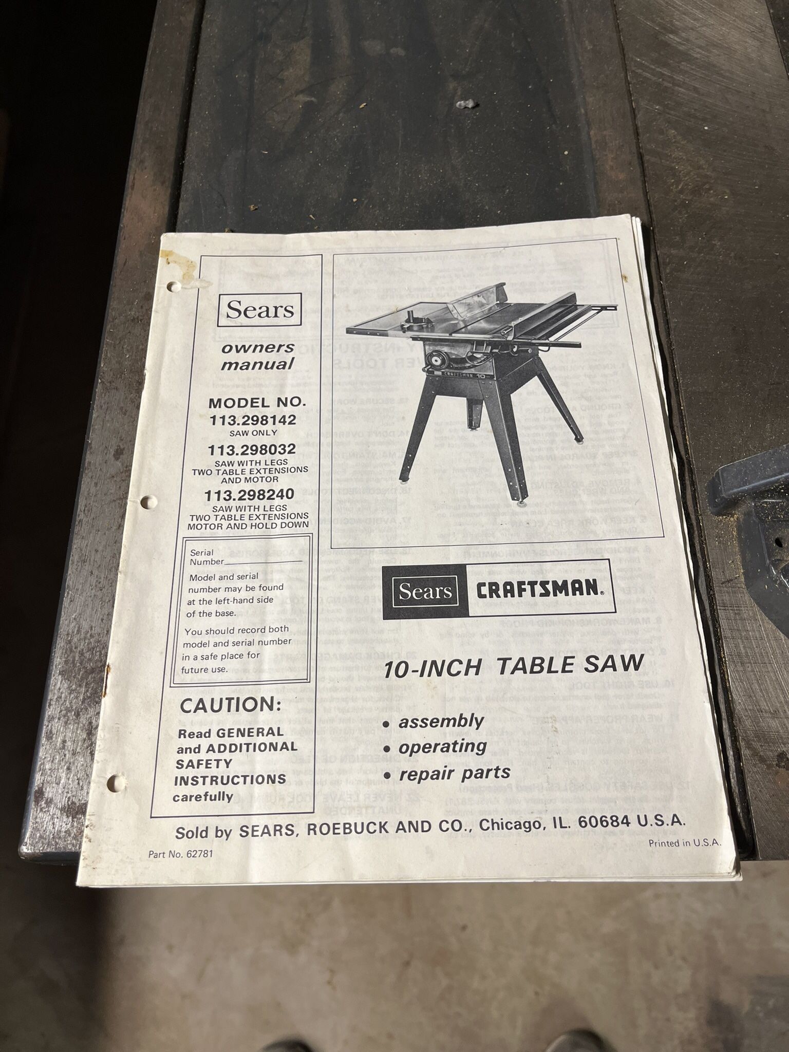 10 Inch Table Saw ( Sears)