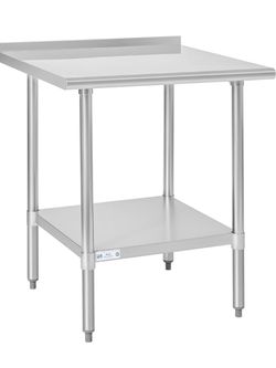 Hally Stainless Steel Table for Prep & Work 30" x 30" with Backsplash NSF