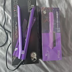 Royale Platinum Flat Iron And Ceramic Hair Brush