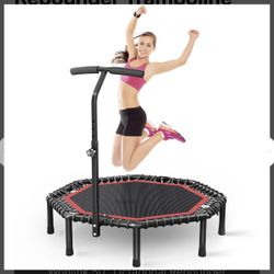 Wonlink 50" Octagonal Rebounder Trampoline for Adults, Fitness Rebounder with Quiet Bungees Cords, T-Adjustable Handle Bar, Exercise Rebounder for Adu
