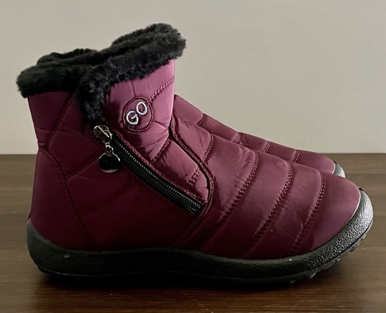 GO Winter Boots, Plum/Gray, Nylon/Faux Fur, Women's Size 8.5