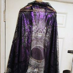 Spencer's Long Black Shawl With Purple Tint 84/60 Inchs