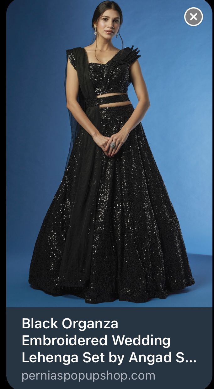 Black Embroidered Lehenga Set By Angad Singh