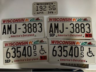 5 Wisconsin License Plates lot