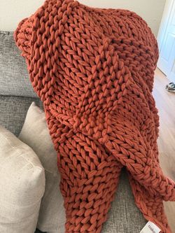 Hand knit throw blanket
