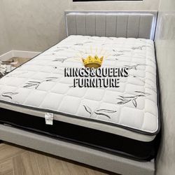 Queen Size Bed Frame With Pillow Top Mattress Included 