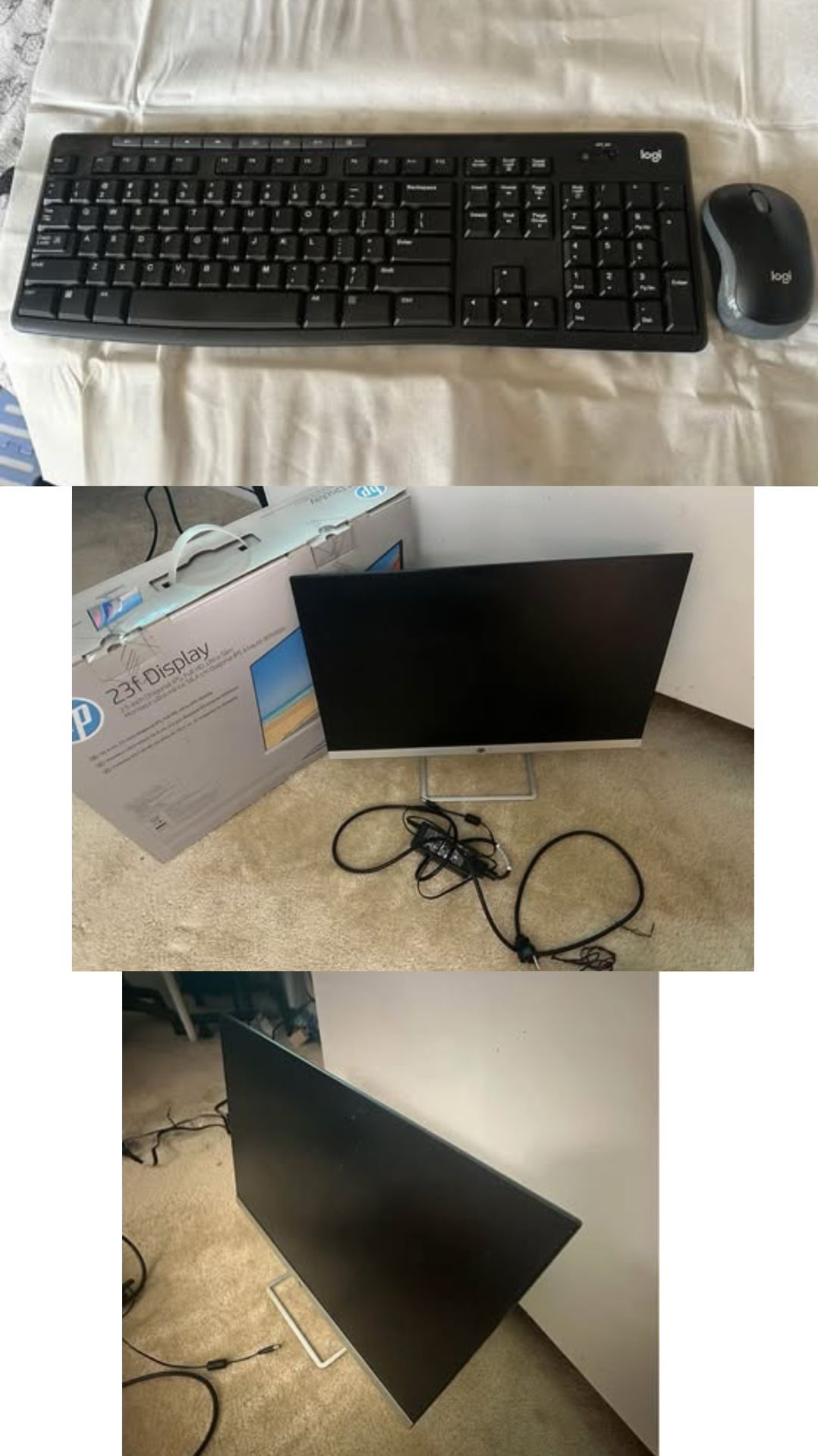 23inch HP Monitor With Logi Keyboard Combo