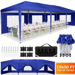 10x30 Pop Up Canopy with 8 Sidewall,Heavy Duty Canopy UPF 50+ All Season Wind Waterproof Commercial Outdoor Wedding Party Tents for Parties Canopy