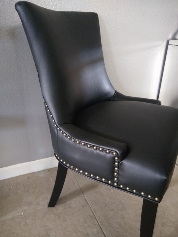 Nailhead Black Leather Dining / Accent Chairs 2 AVAILABLE 89 each! BRAND NEW for Sale in
