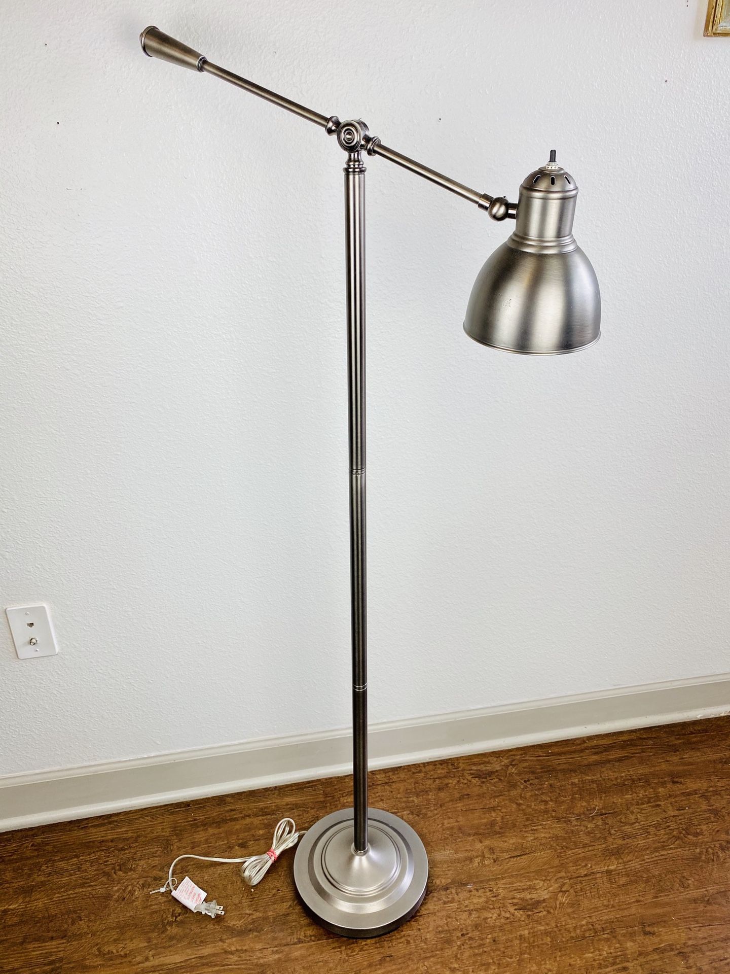 Silver Metal Dome Industrial Modern Reading Light Adjustable Desk Light Style Floor Lamp