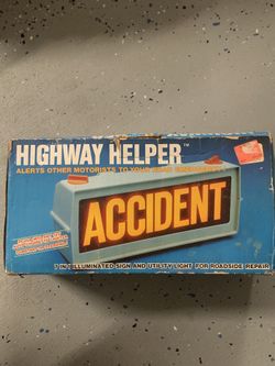 Vintage Highway Helper Accident Flashing Sign NIB