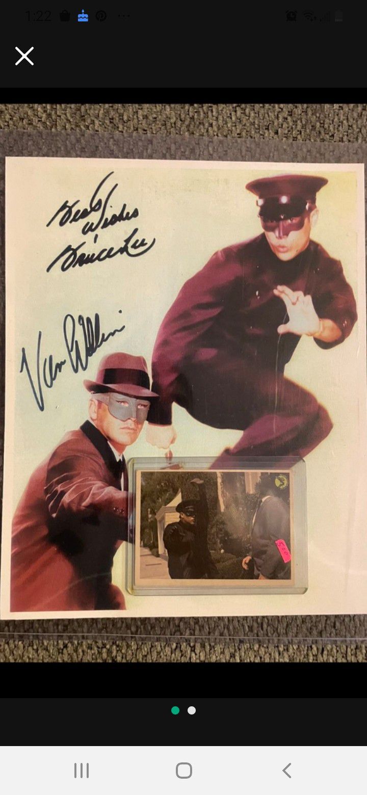 THE GREEN HORNET 1966 TV SHOW SIGNED 8X10 WITH TRADING CARD