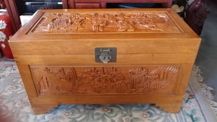 Large Chinese carved chest trunk