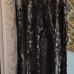 Ladies Long black sequin dress-size Medium-$45 Firm,No Holds Or Spam