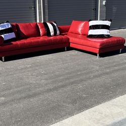 🤯3 DAY SALE ONLY😍BEAUTIFUL MODERN REAL RED LEATHER “FIRST LOVE” SECTIONAL SOFA ❤️ DELIVERY AVAILABLE 🚚 