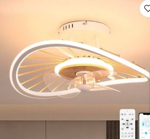 Elegant Decorative 19.6" Smart Ceiling Fan LED Remote App In White
