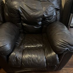 single Recline leather sofa