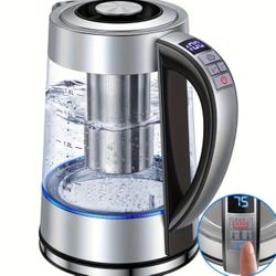 Electric Kettle, 60.87oz Electric Glass Kettle With 12 Temperature Controls, 24-Hour Keep-Warm, Stainless Steel Filter And Inner Lid, Glass Kettle For