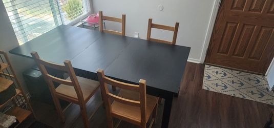 Ikea Alhult Extendable Table with 4 Ivar Chairs (Sits 4-8)
