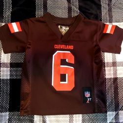 Toddler NFL Fan Apparel Cleveland Brown Mayfield #6 Jersey. Size 3T