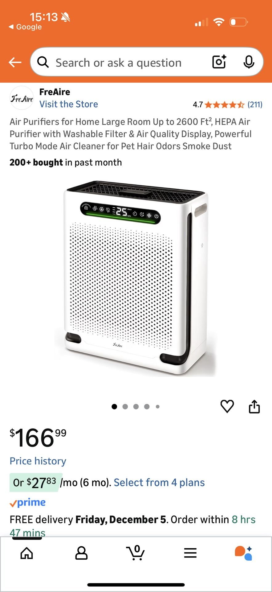 FreAire Air Purifier HEPA Brand New 2600sqft