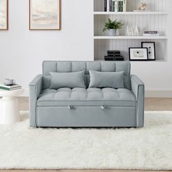BRAND NEW VELVET GREY PULL OUT SOFA BED