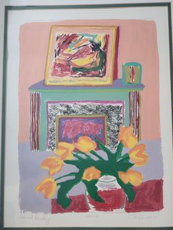 MANTEL PAINTING BY ARTIST PAT HIDSON