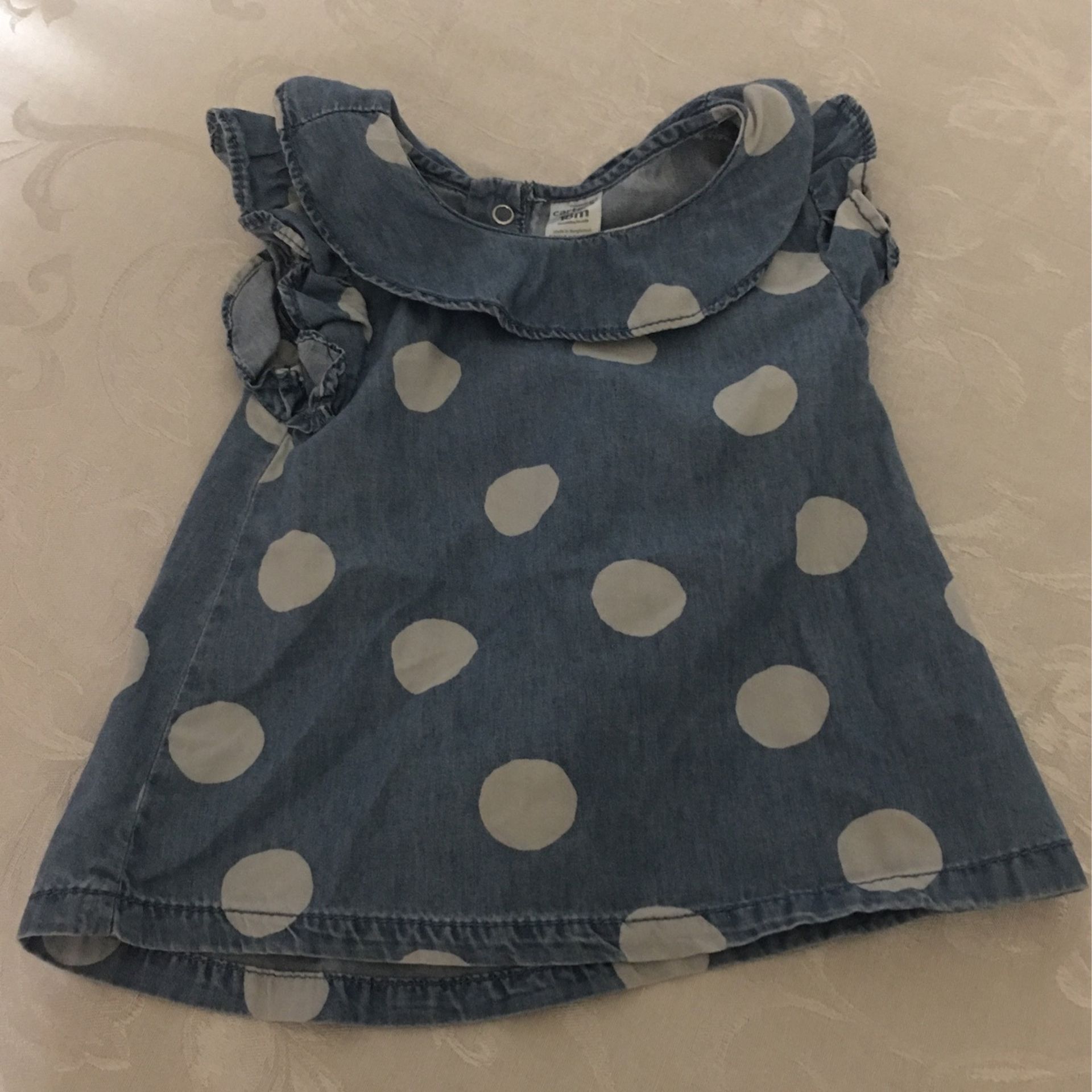 Carter's Girls 18 Months Denim & White Polka Dot Dress