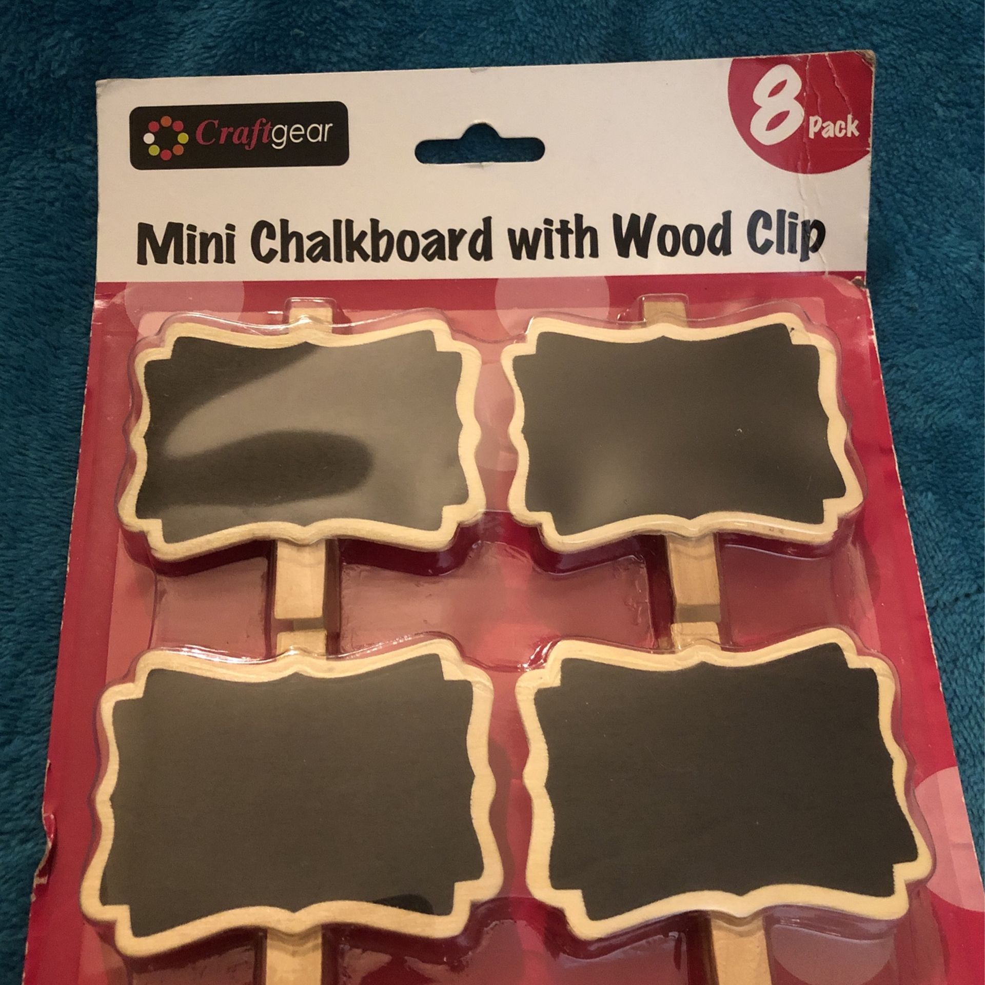 Set Of 8 Mini Chalkboard With Wood Clip
