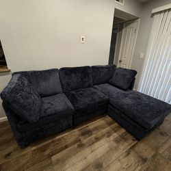 New Blue Couch & Ottoman with Storage Seats