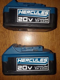 Hercules 20 volt 5.0 amp hour battery twin pack