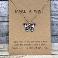 Butterfly Inspirational Make A Wish Necklace 